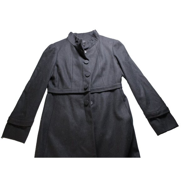 Nine West Womens Black Wool-Blend Long Sleeve Overcoat Size 10 🖤 Classic Button - Picture 1 of 12